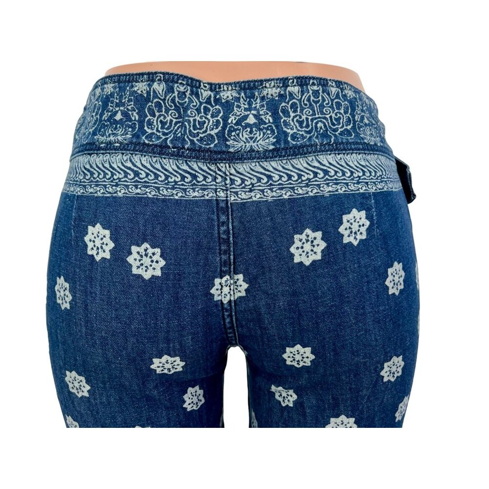 Free People Bohemian Printed Bell Bottom Flare Jeans - Picture 10 of 16